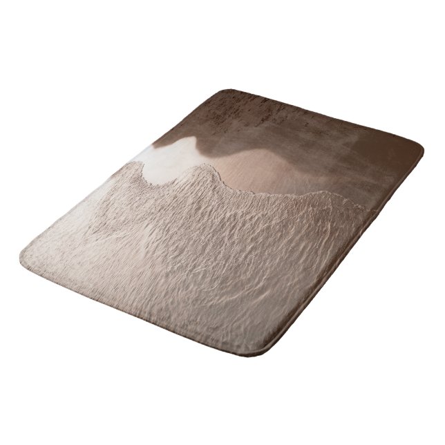 Sepia Caribbean Shoreline Waves 1 Bath Mat (Angled)