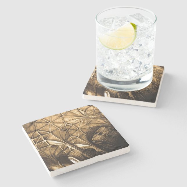 Sepia Ceiling Architecture Stone Coaster (Side)