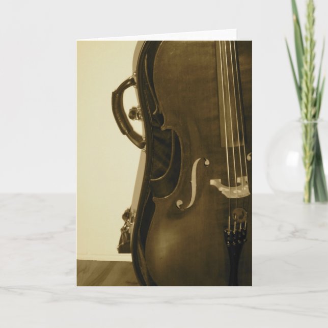Sepia Cello greeting card (Front)