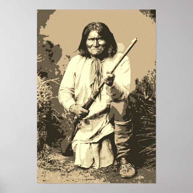 Sepia Chief Geronimo Pop Art Poster (Front)