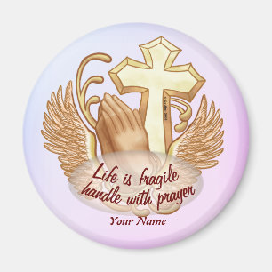 Sepia Christian Prayer Hands Magnet