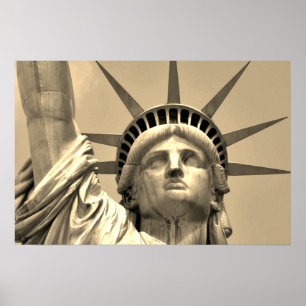 Sepia Close-up Statue of Liberty New York Poster