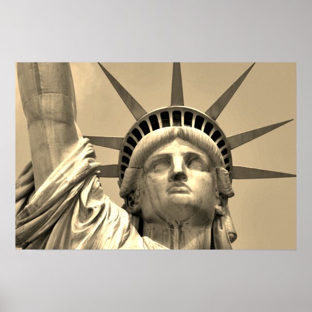 Sepia Close-up Statue of Liberty New York Poster (Front)