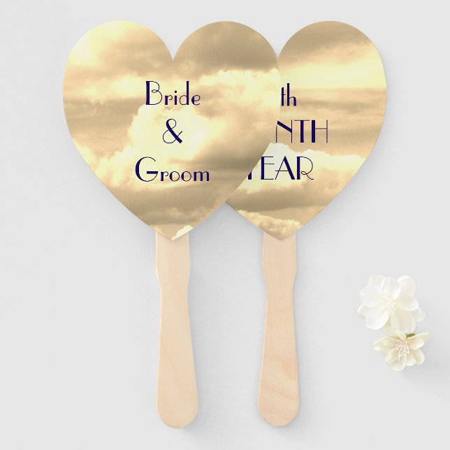 Sepia Cloud Wedding Hand Fan (Front and Back)