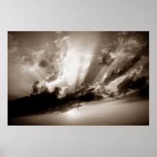 Sepia Clouds, Sky & Sunset Motivational Freedom Poster