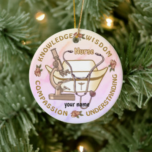 Sepia Collage Nurse Ceramic Tree Decoration