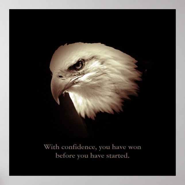 Sepia Colour Confidence Qote Eagle Eyes Poster (Front)