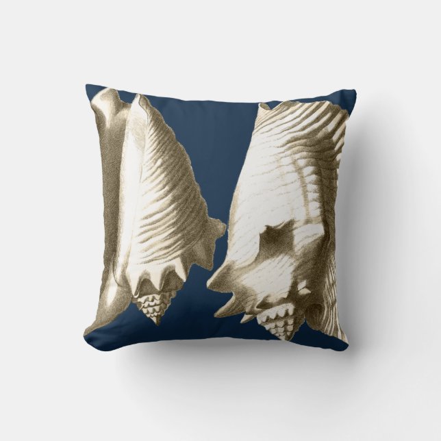 Sepia Conch Seashells Cushion (Front)