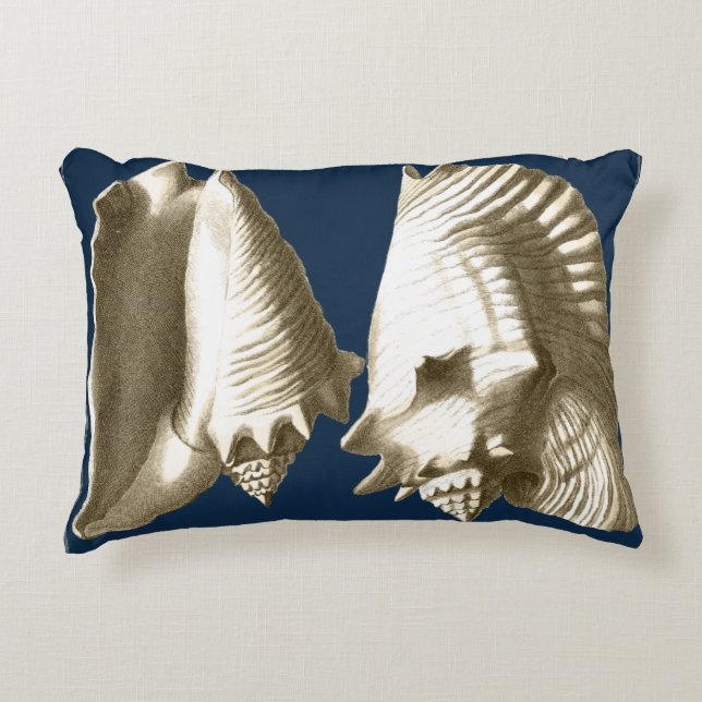 Sepia Conch Seashells Decorative Cushion (Front)