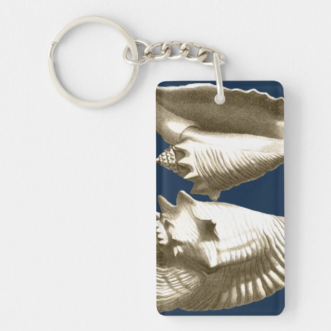 Sepia Conch Seashells Key Ring (Front)