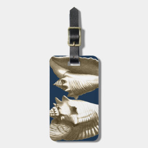 Sepia Conch Seashells Luggage Tag