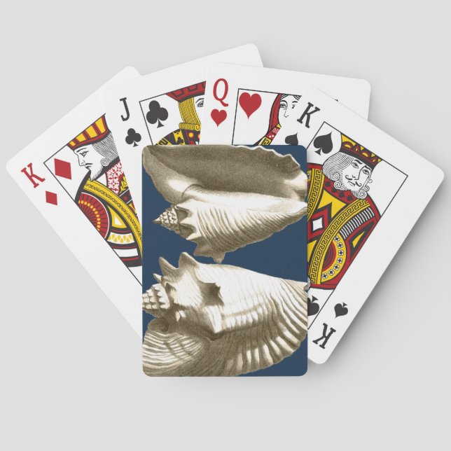 Sepia Conch Seashells Playing Cards (Back)