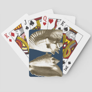 Sepia Conch Seashells Playing Cards