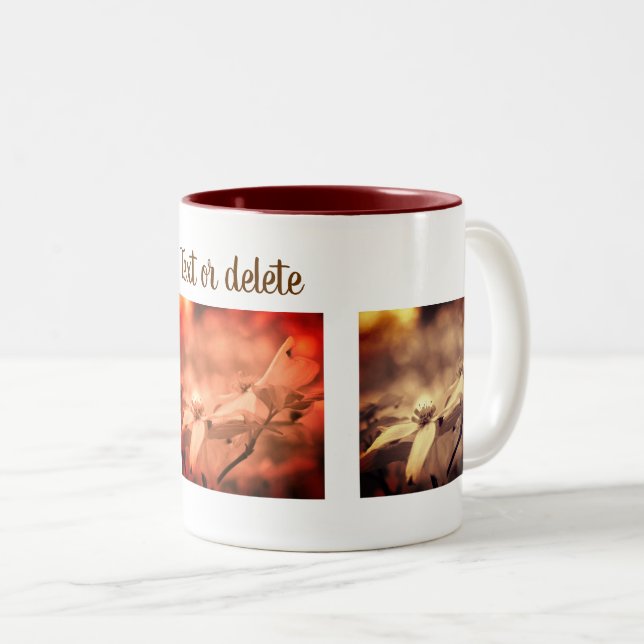 Sepia Dogwood Flower Photography Personalised Two-Tone Coffee Mug (Front Right)