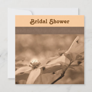 Sepia Dogwood Flowers Bridal Shower Invitation
