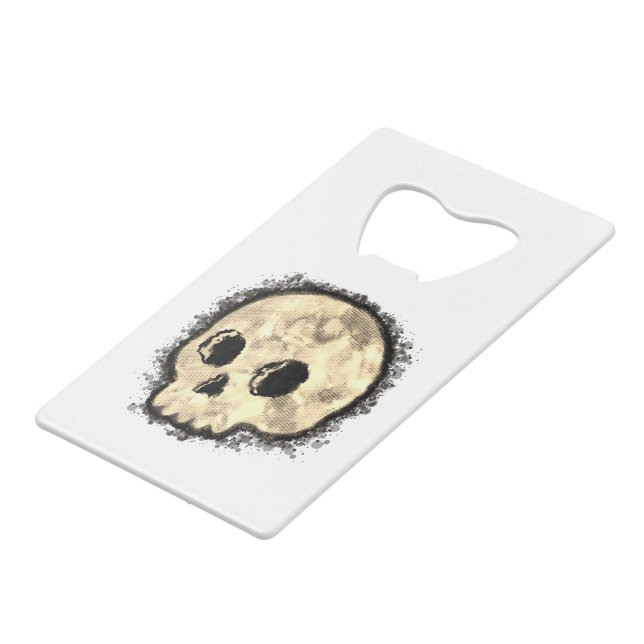 Sepia Dotted Halftone Skull Watercolor (Front Angled)