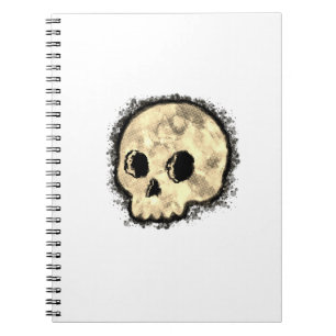 Sepia Dotted Halftone Skull Watercolor Notebook