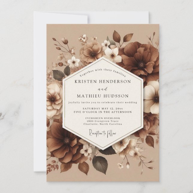 Sepia Earthy Bloom Wedding Invitation (Front)