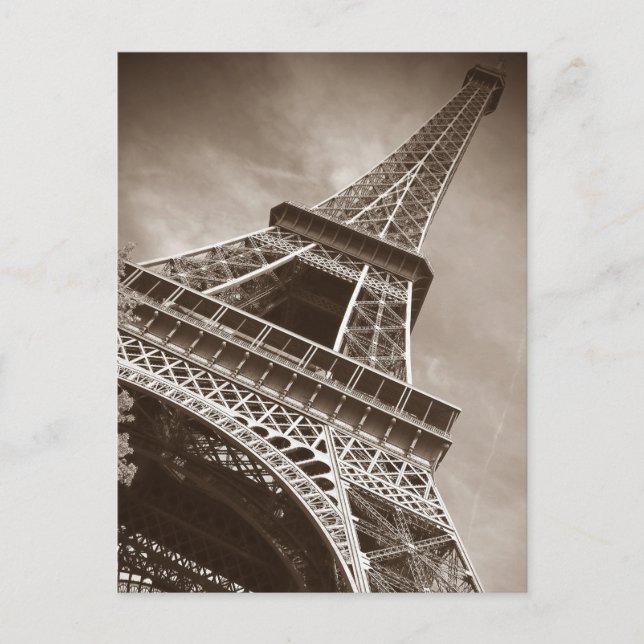 Sepia Eiffel Tower Love Romance City of Paris Postcard (Front)