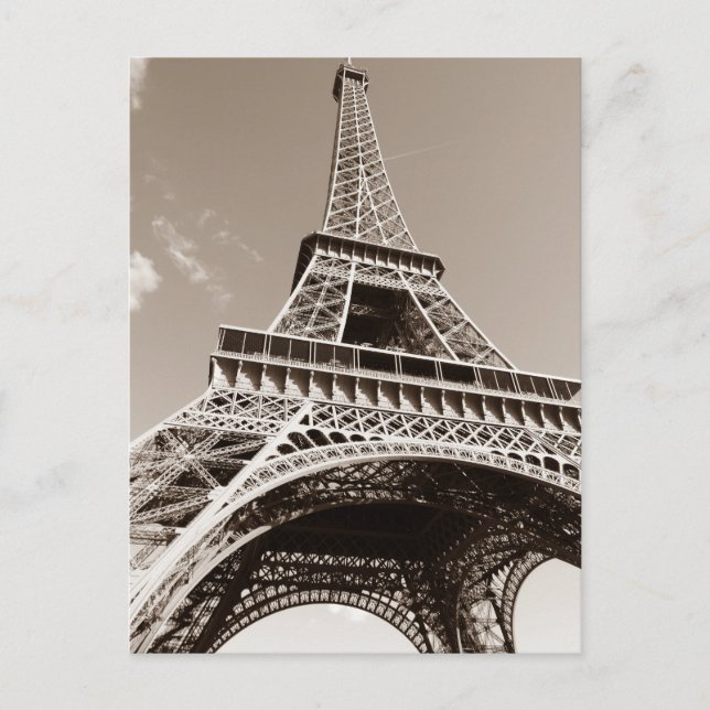 Sepia Eiffel Tower Love Romance Paris Europe Postcard (Front)