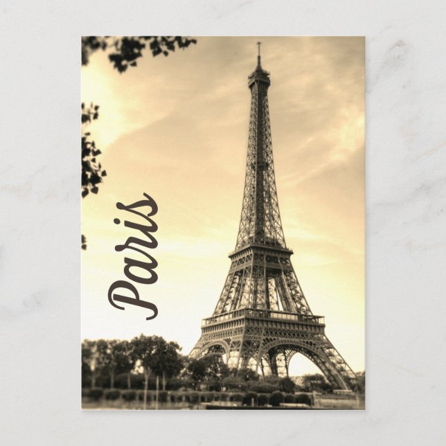 Sepia Eiffel Tower Paris Europe Travel Photo Postcard (Front)