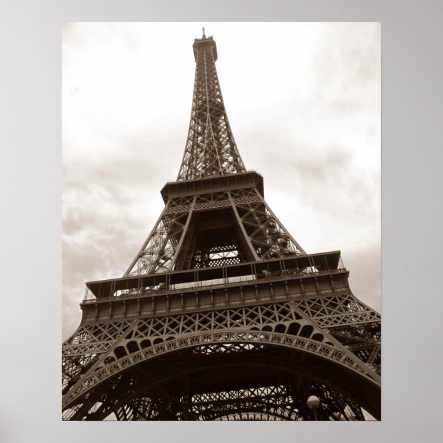 Sepia Eiffel Tower Paris Poster (Front)
