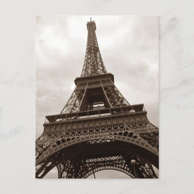 Sepia Eiffel Tower Romance Paris France Postcard (Front)