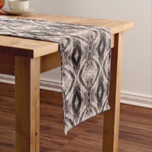 Sepia eye-like geometric pattern short table runner