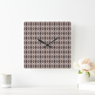 Sepia eye-like geometric pattern square wall clock