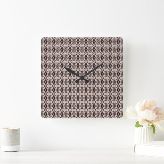 Sepia eye-like geometric pattern square wall clock (Home)