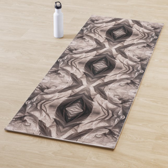 Sepia eye-like geometric pattern yoga mat (In Situ)