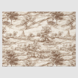 Sepia Farmhouse Pumpkin Toile Harvest Pattern Tissue Paper