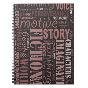 Sepia Fiction Writer's Word Art Notebook