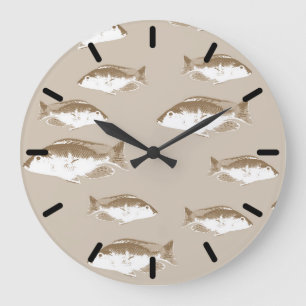 Sepia fish large clock