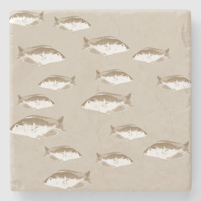 Sepia fish stone coaster (Front)