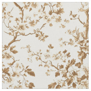 Sepia Floral Branch Toile Pattern Fabric