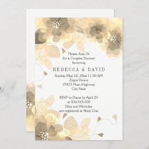 Sepia flowers floral fall wedding couples shower invitation