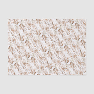 Sepia Foliage on White Boho Baby Shower Tissue Paper