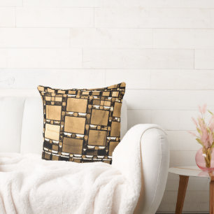Sepia Geometric Mirror Pattern Cushion