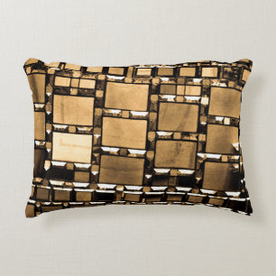 Sepia Geometric Mirror Pattern Decorative Cushion