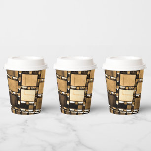 Sepia Geometric Mirrors Paper Cups