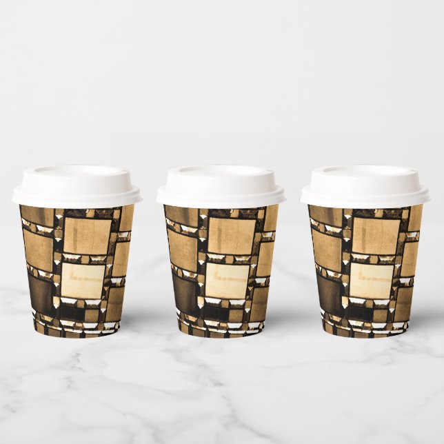 Sepia Geometric Mirrors  Paper Cups (Multi)