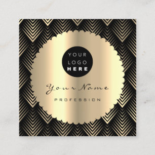 Sepia Gold Black Glitter Makeup Artist Lashes Logo Square Business Card
