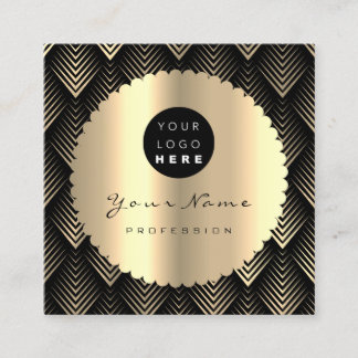 Sepia Gold Black Glitter Makeup Artist Lashes Logo Square Business Card
