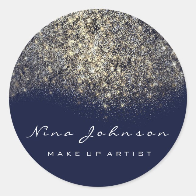 Sepia Gold Blue Navy Makeup Artist Beauty Classic Round Sticker (Front)