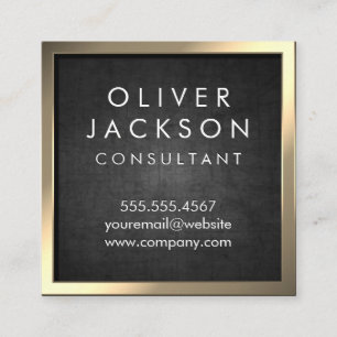 Sepia Gold Border Texture Background Square Business Card
