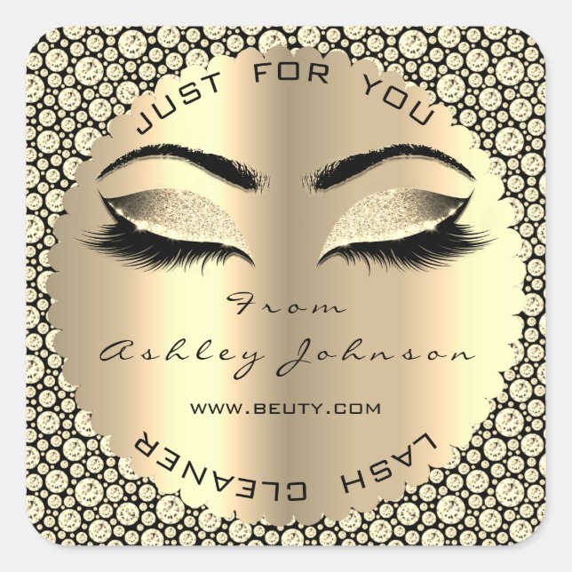 Sepia Gold Diamond Glitter Lash Cleaner Square Sticker (Front)