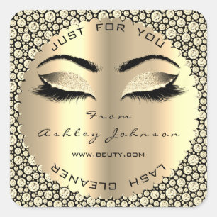 Sepia Gold Diamond Glitter Lash Cleaner Square Sticker