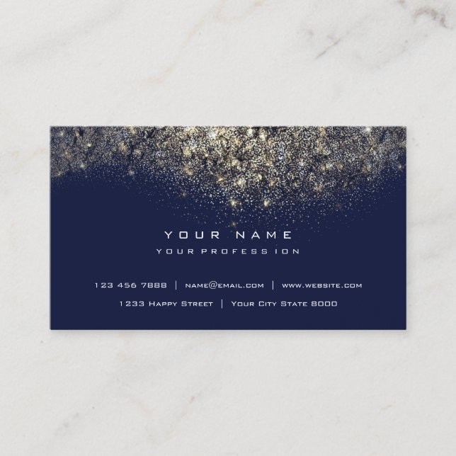 Sepia Gold Glitter  Blue Navy Makeup Artist Event Business Card (Front)
