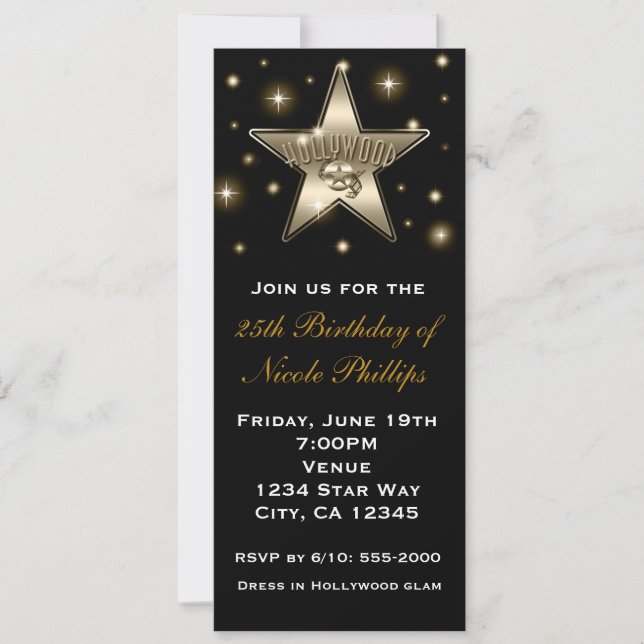 Sepia Gold Hollywood Star Retro Vintage Invitation (Front)